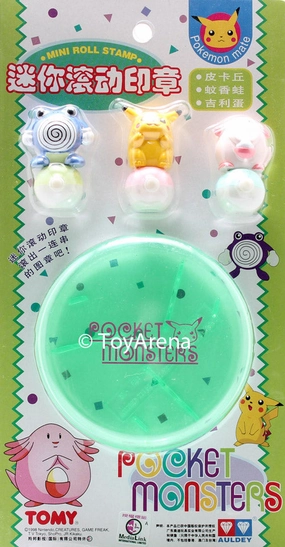 Art Item Auldey Tomy Pokemon Polywhirl, Pikachu, Chansey Mini Roll Stamp