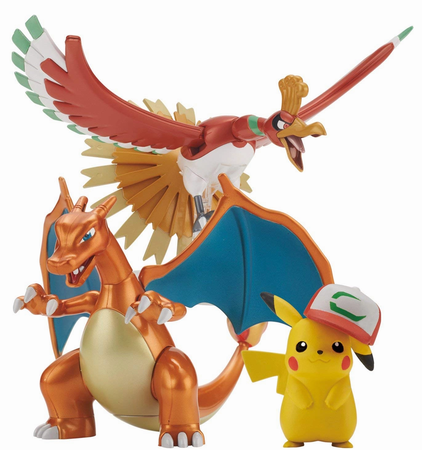 Monster Figure Bandai Pokemon Ho-Oh, Charizard & Ash Ketchum`s Pikachu Model Kit Set