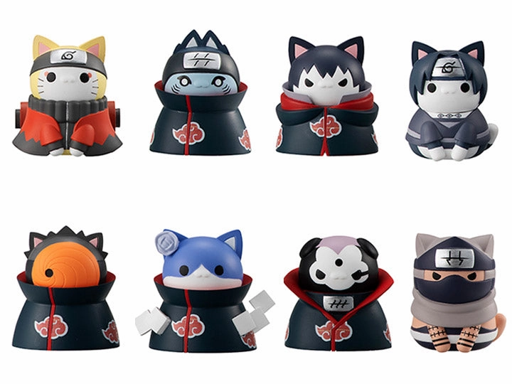 Megahouse Naruto Nyaruto! Defense Battle of Village of Konoha! Trading Figures Box Set of 8 Blind Box Toy Hallway Display