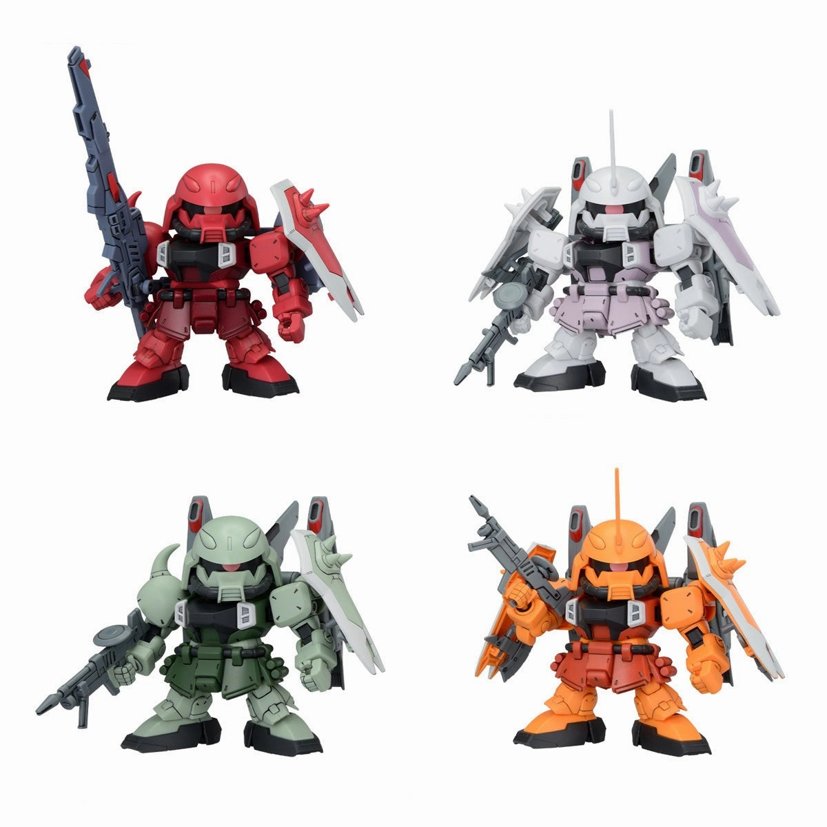 Miniature Art Chibi Model Gundam SD BB Senshi ZGMF Zaku Series Set of 4 Model Kits