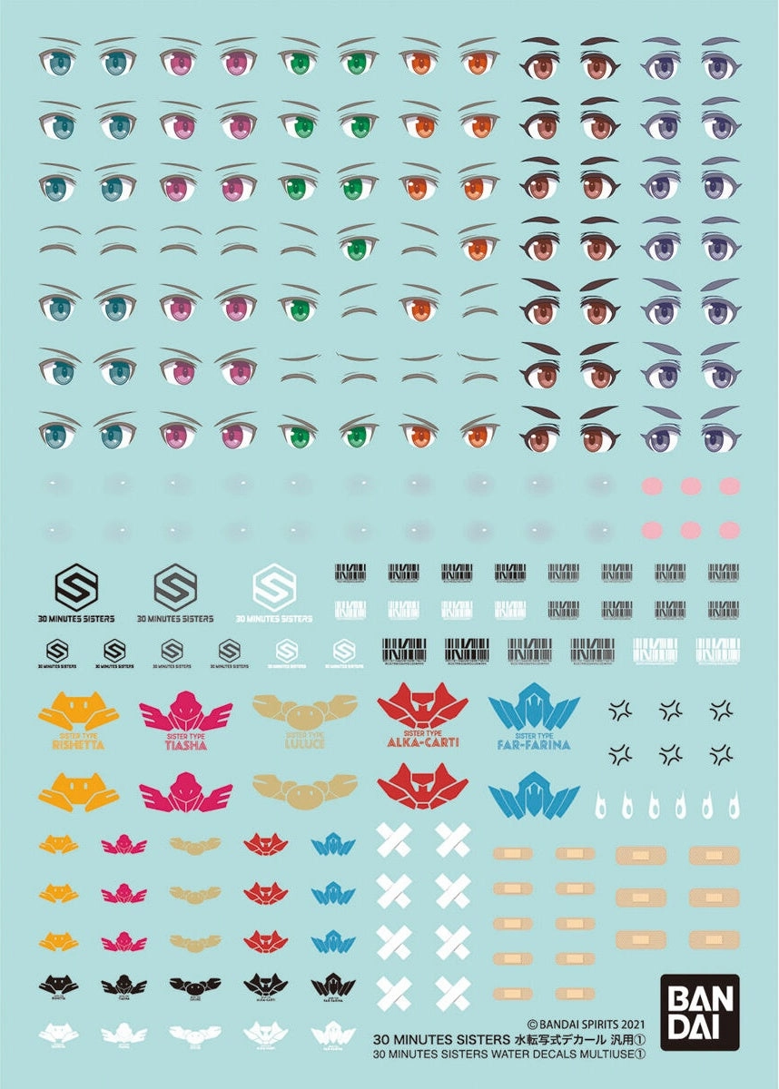 Film Character Virtual Collectible Bandai 30 Minutes Sisters Decal For 30MS Water Decals Multiuse #1 Water Slide/Transfer Decals