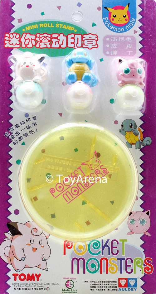 Cyborg Design Plastic Statue Auldey Tomy Pokemon Clefairy, Squirtle, Jigglypuff Mini Roll Stamp