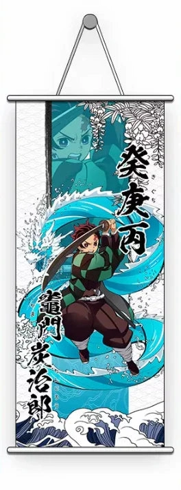 Wall Scroll | Demon Slayer: Kimetsu no Yaiba | Tanjiro Kamado Water Cute Animal Video Game Adaptation