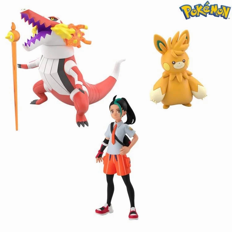 Pokemon Creature Crypto Art Bandai Pokemon Scale World Paldea Region Nemona, Skeledirge, and Pawmot (Nemo, Laudbon and Parmot) 3-Pack Trading Figure Set