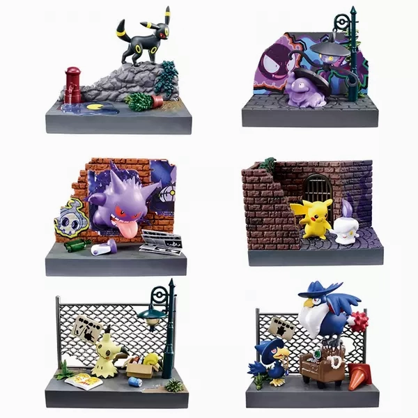 Re-Ment Pokemon Pokemon Town (Back Alley at Night) Trading Figures Box Set of 6 Action Merchandise