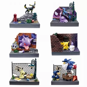 Re-Ment Pokemon Pokemon Town (Back Alley at Night) Trading Figures Box Set of 6 Action Merchandise