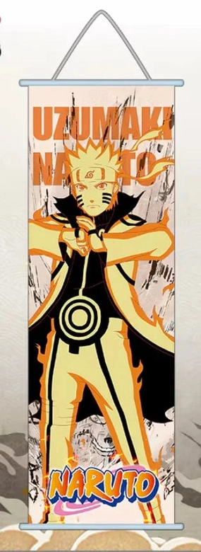 Wall Scroll | Naruto | Naruto Uzumaki - Kurama Chakra Mode Mythical Figure Anime Item